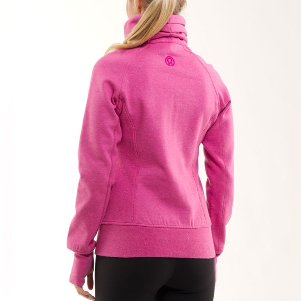 Sz 8 Lululemon Cuddle Up scuba full zip jacket sweatshirt heathered Paris pink - Picture 2 of 9